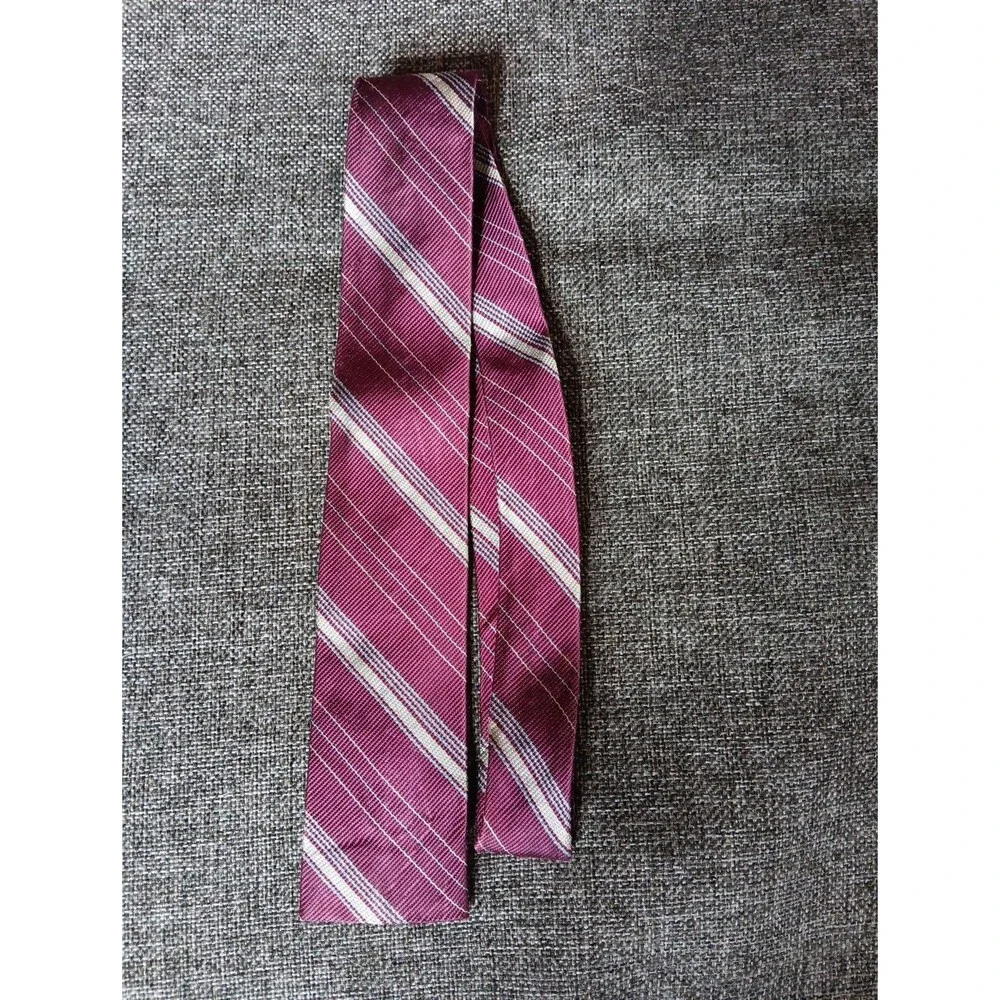 Tie 70s 80s 90s Y2K Youth Purple Beige Stripe Skinny 2.25 Wide 48 Long